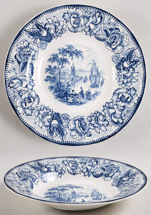 Safe Harbour Blue (White Background) Rim Soup Bowl by Royal Staffordshire-1