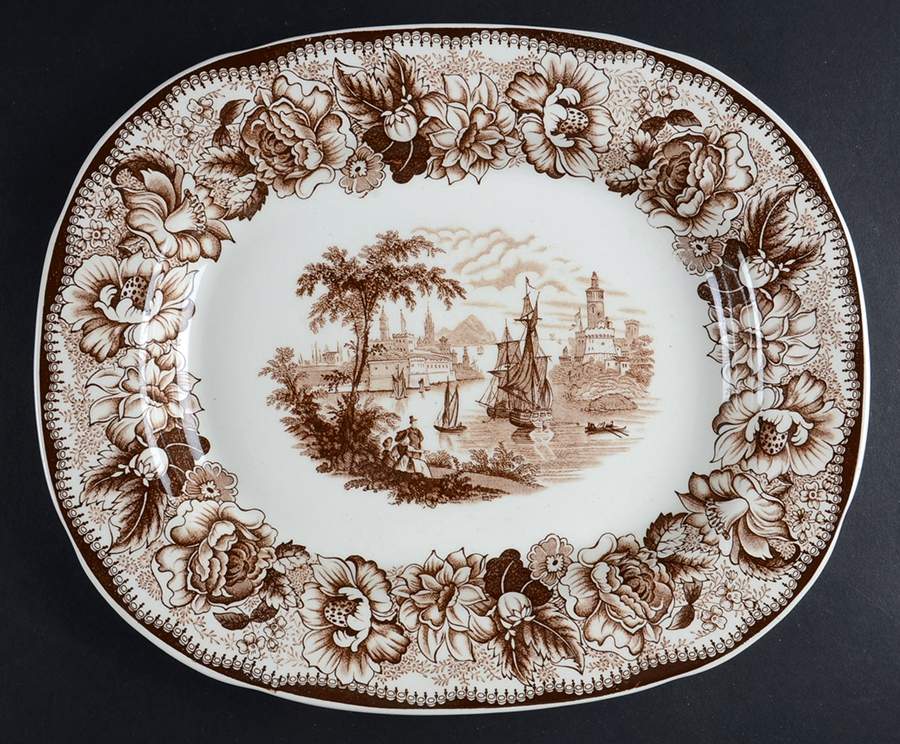 Safe Harbour Brown 11" Oval Serving Platter by Royal Staffordshire-1