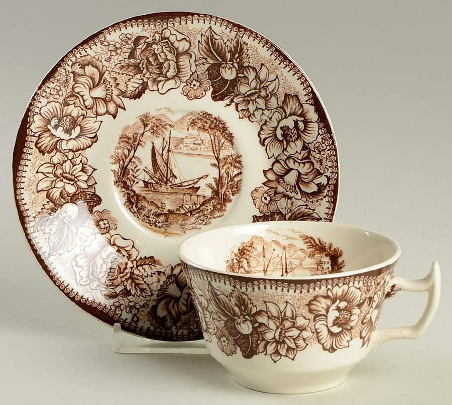 Safe Harbour Brown Flat Cup & Saucer Set by Royal Staffordshire-1