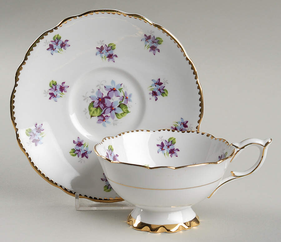 Sweet Violets Footed Cup & Saucer Set by Royal Staffordshire-1