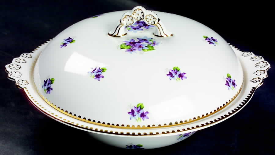Sweet Violets Round Covered Vegetable by Royal Staffordshire-1