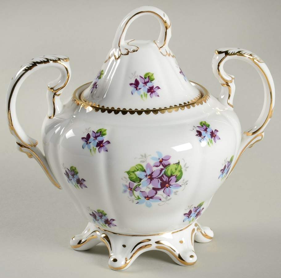 Sweet Violets Sugar Bowl & Lid by Royal Staffordshire-1
