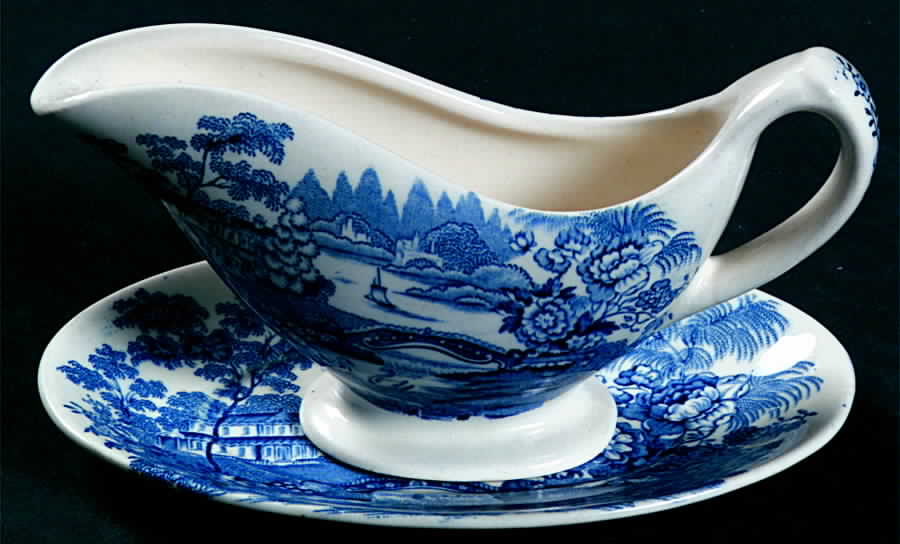 Tonquin Blue Individual Gravy Boat & Plate by Royal Staffordshire-1