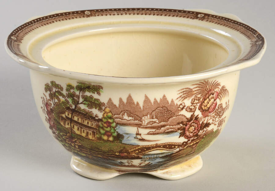 Tonquin Brown Multicolor (Cream) Sugar Bowl No Lid by Royal Staffordshire-1