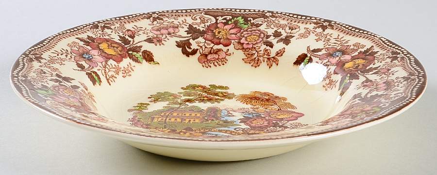 Tonquin Brown Multicolor (Cream) Rim Soup Bowl by Royal Staffordshire-1