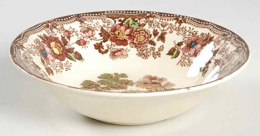 Tonquin Brown Multicolor (Cream) Coupe Cereal Bowl by Royal Staffordshire-1