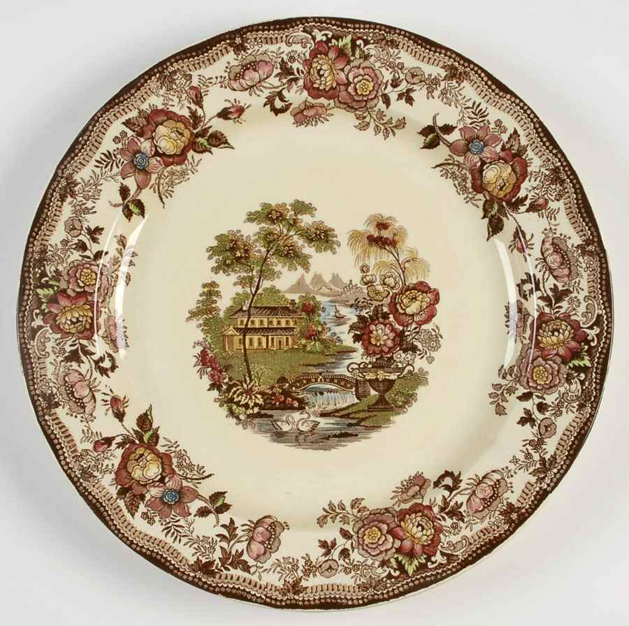 Tonquin Brown Multicolor (Cream) 12" Chop Plate (Round Platter) by Royal Staffordshire-1