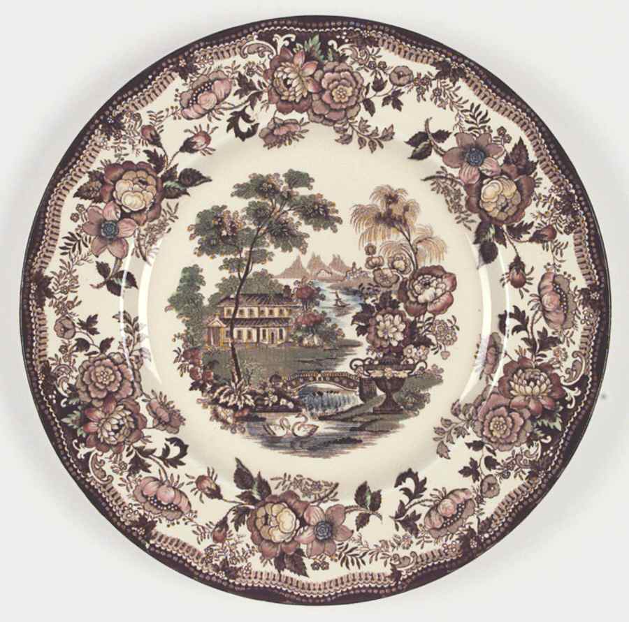 Tonquin Brown Multicolor (Cream) Dinner Plate by Royal Staffordshire-1