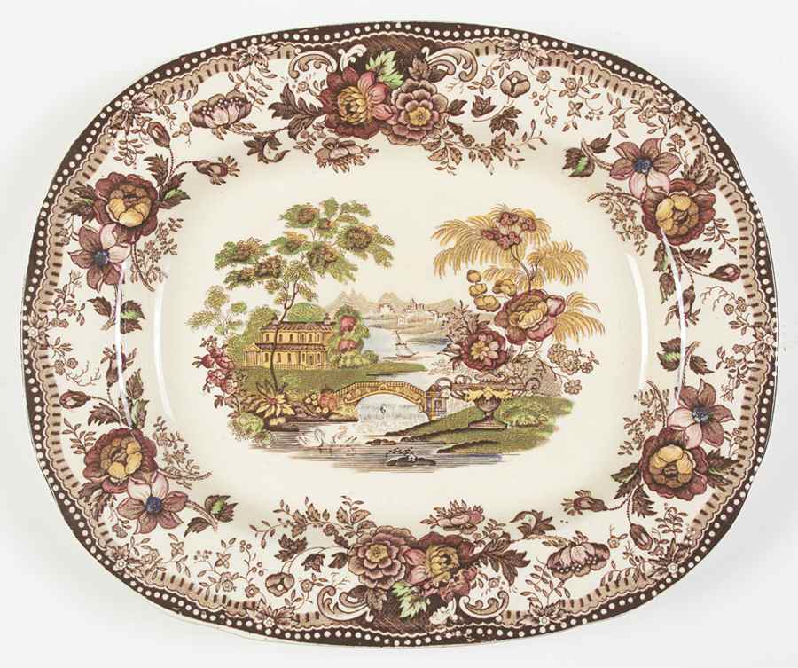 Tonquin Brown Multicolor (Cream) 11" Oval Serving Platter by Royal Staffordshire-1
