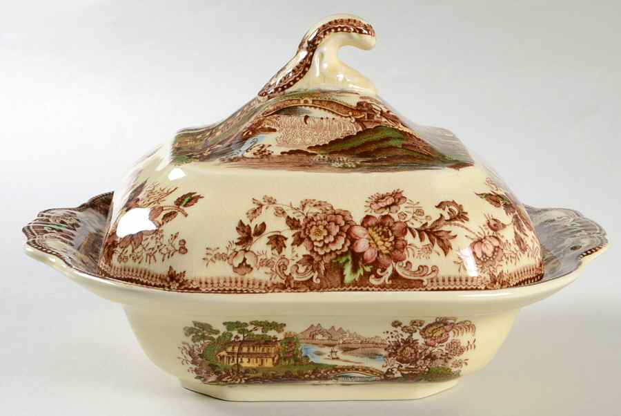 Tonquin Brown Multicolor (Cream) Square Covered Vegetable by Royal Staffordshire-1