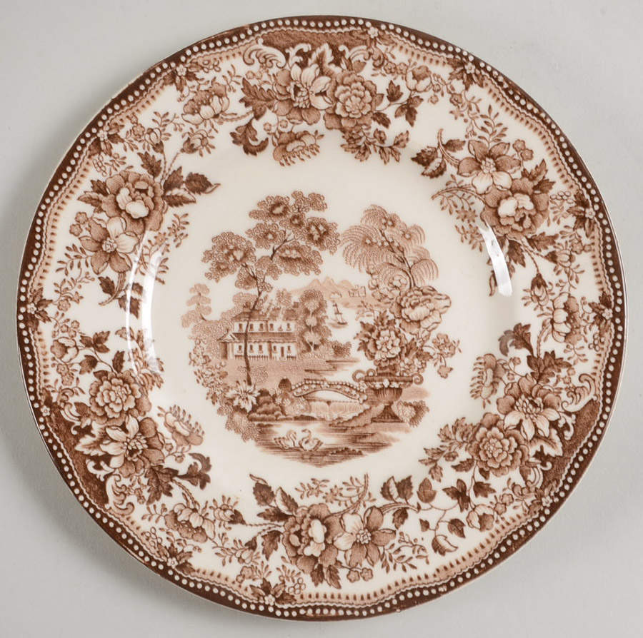 Tonquin Brown Multicolor (White) Bread & Butter Plate by Royal Staffordshire-1