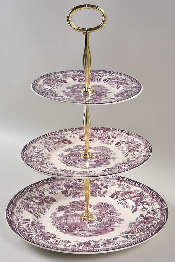 Tonquin Plum 13 7/8"-14 1/4" 3-Tiered Serving Tray(DP,SP,BB) HC by Royal Staffordshire-1
