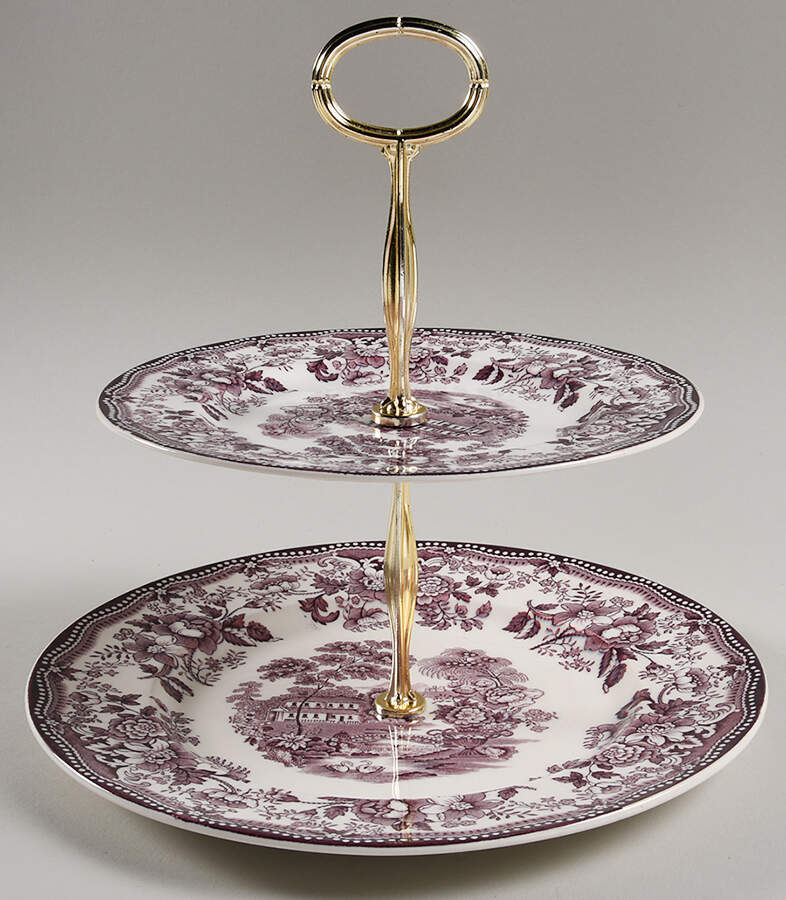 Tonquin Plum 6 5/8"-10"  2 Tiered Serving Tray (Dp, Sp) HC by Royal Staffordshire-1