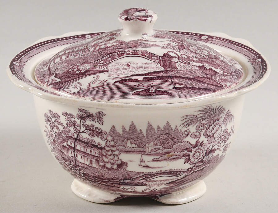 Tonquin Plum Sugar Bowl & Lid by Royal Staffordshire-1