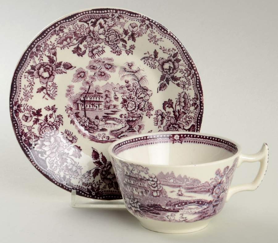 Tonquin Plum Flat Cup & Saucer Set by Royal Staffordshire-1