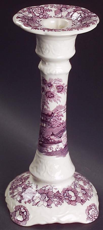 Tonquin Plum 9" Tall Candlestick by Royal Staffordshire-1