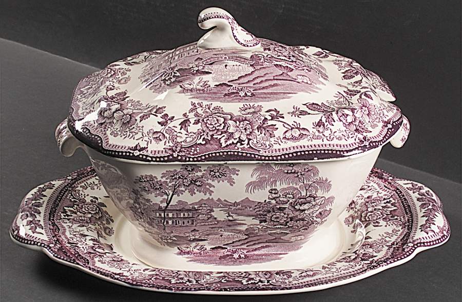Tonquin Plum Tureen & Lid w/Underplate by Royal Staffordshire-1