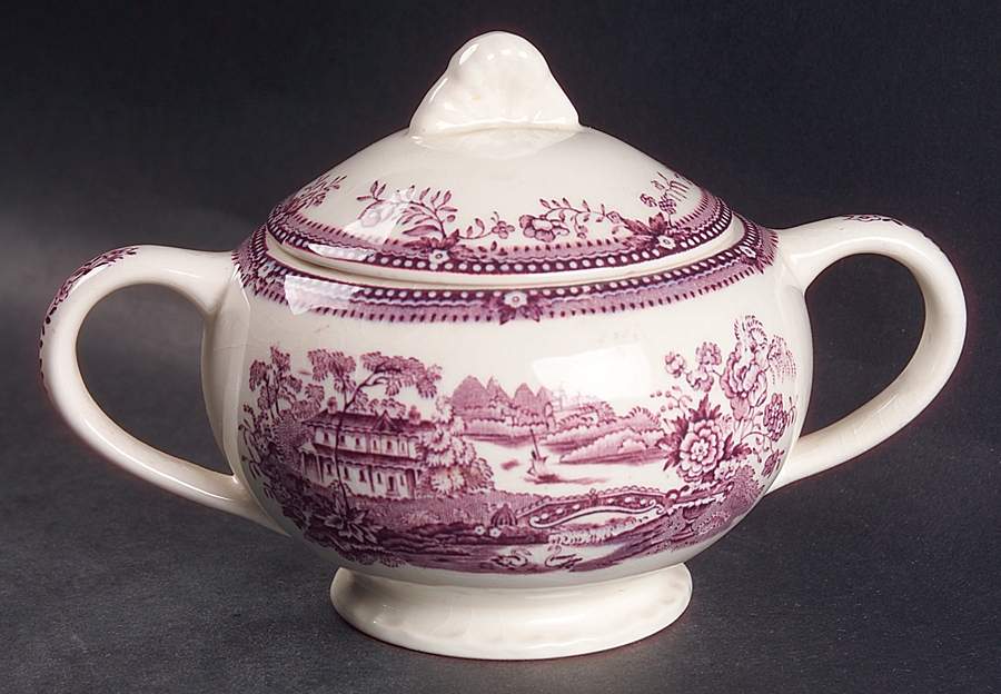 Tonquin Plum Sugar Bowl & Lid by Royal Staffordshire-1