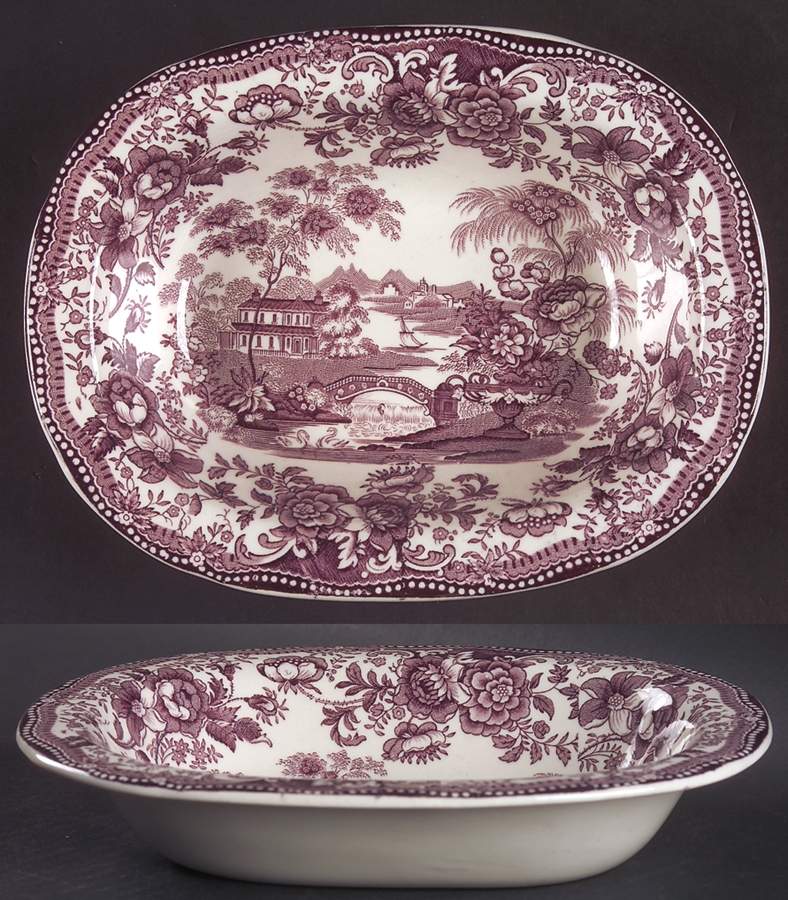 Tonquin Plum 9" Oval Vegetable Bowl by Royal Staffordshire-1