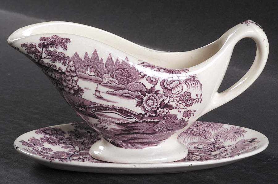 Tonquin Plum Individual Gravy Boat & Plate by Royal Staffordshire-1