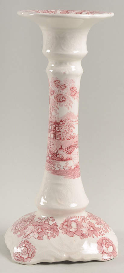 Tonquin Red Pink 9" Tall Candlestick by Royal Staffordshire-1