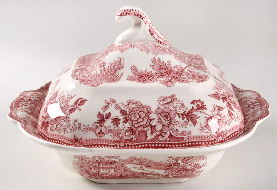Tonquin Red Pink Square Covered Vegetable by Royal Staffordshire-1