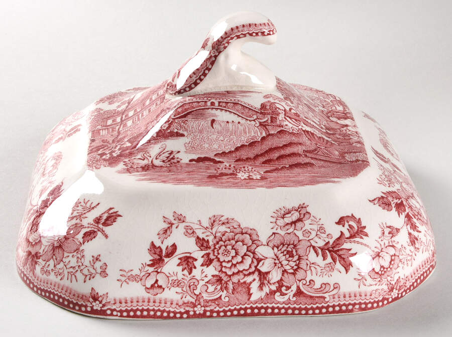 Tonquin Red Pink Lid for Square Vegetable by Royal Staffordshire-1