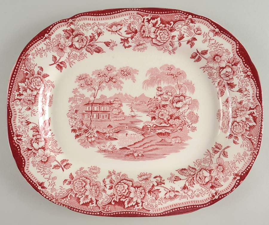 Tonquin Red Pink 13" Oval Serving Platter by Royal Staffordshire-1