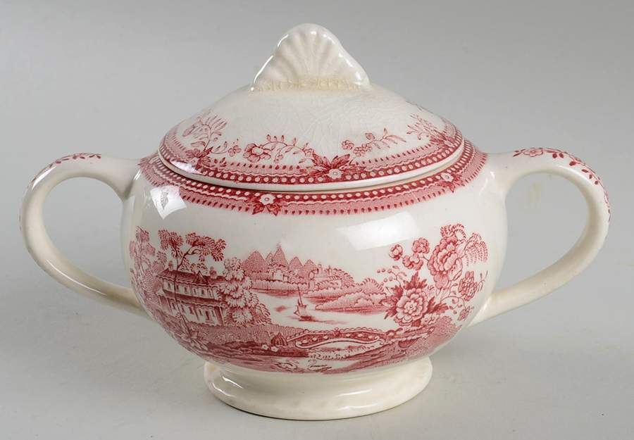 Tonquin Red Pink Sugar Bowl & Lid by Royal Staffordshire-1