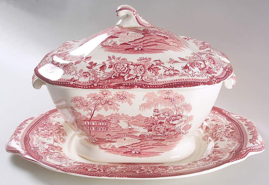 Tonquin Red Pink Tureen & Lid w/Underplate by Royal Staffordshire-1