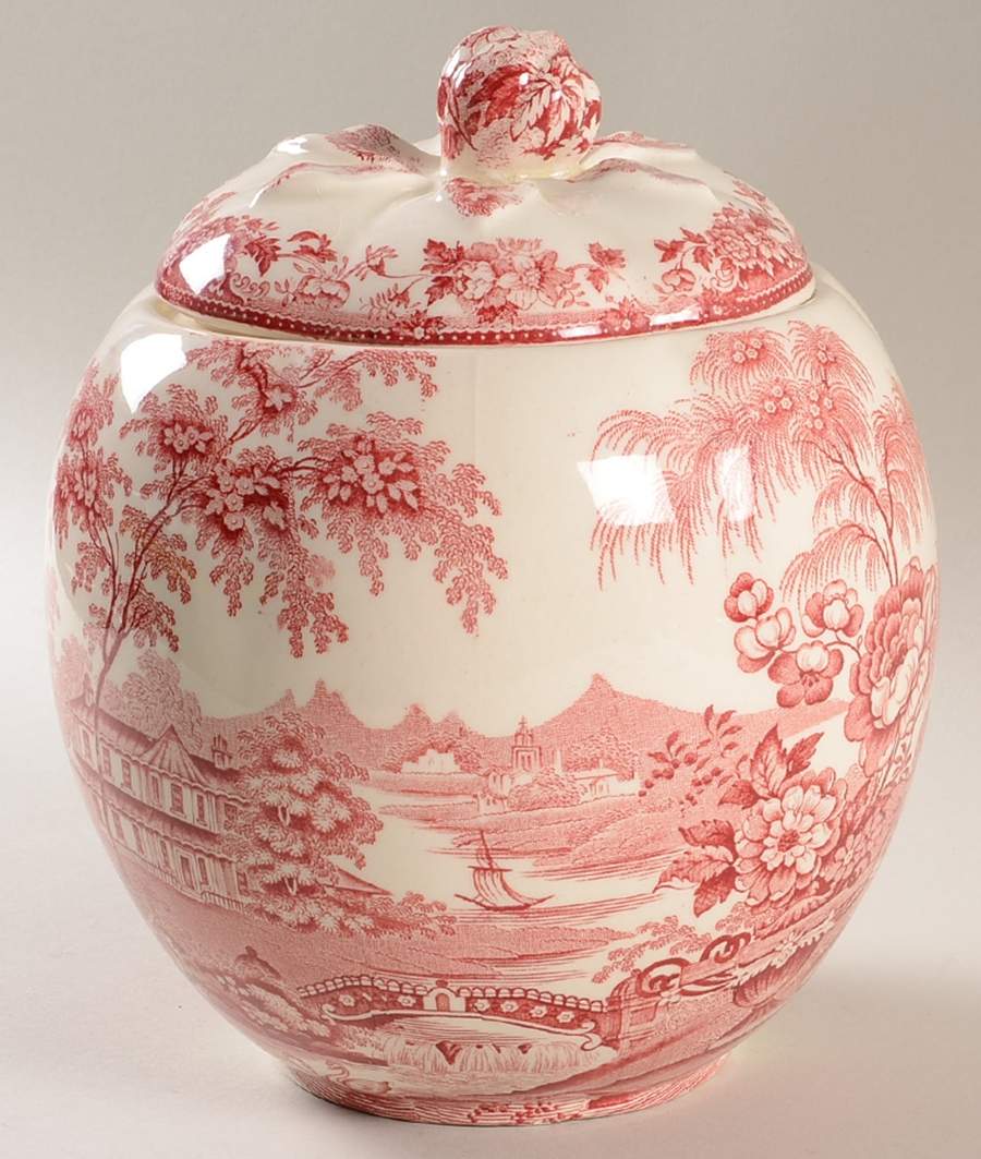 Tonquin Red Pink Cookie Jar & Lid by Royal Staffordshire-1