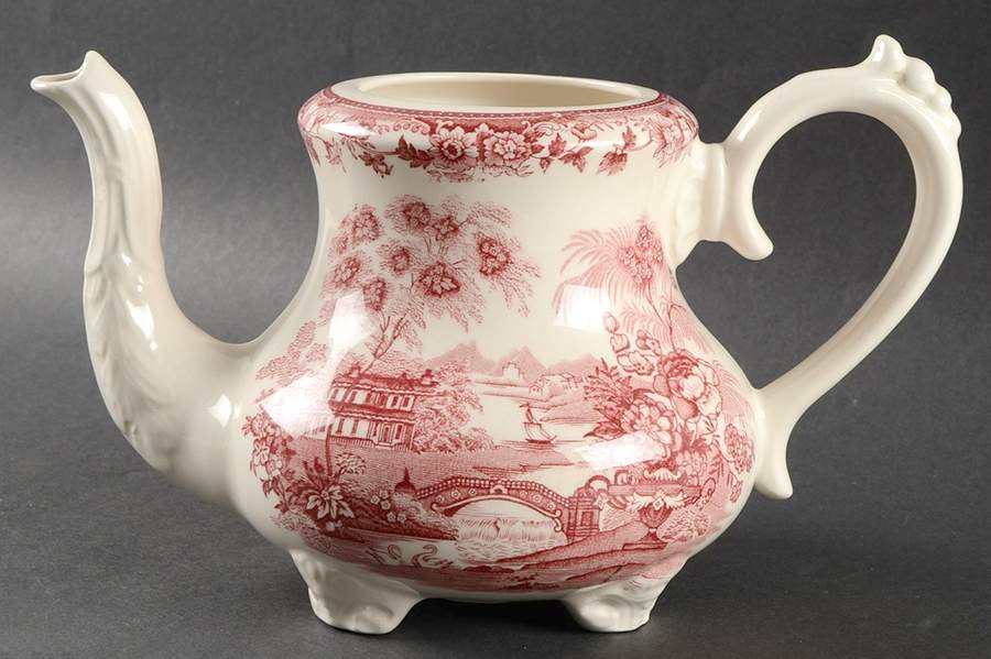 Tonquin Red Pink Teapot No Lid by Royal Staffordshire-1