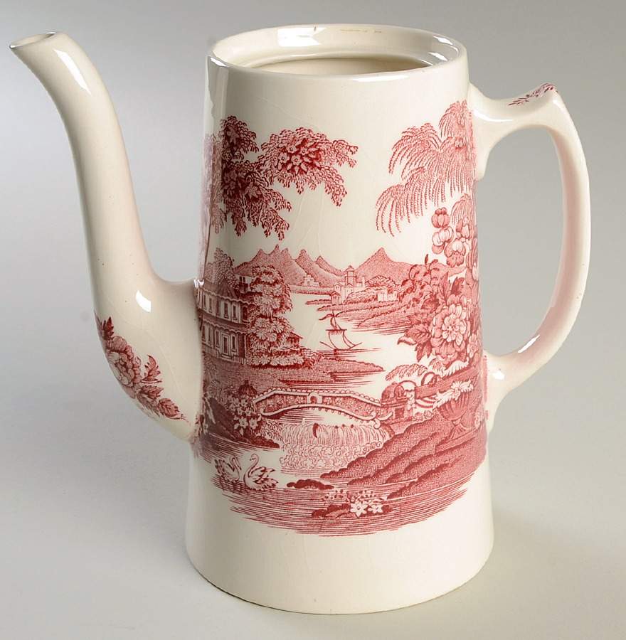 Tonquin Red Pink Coffee Pot No Lid by Royal Staffordshire-1