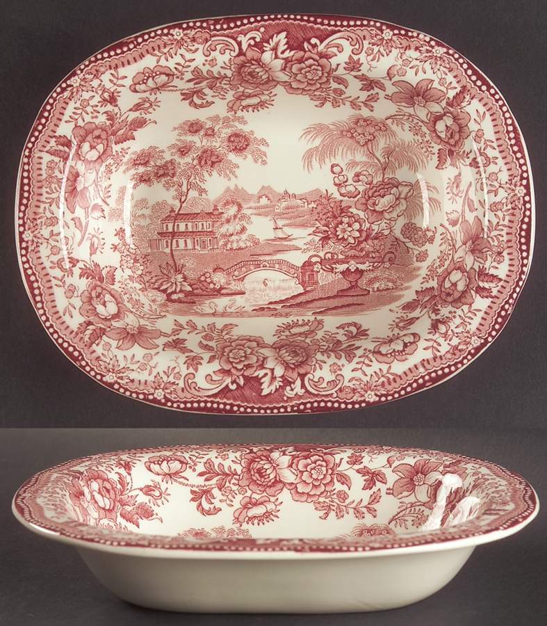 Tonquin Red Pink 9" Oval Vegetable Bowl by Royal Staffordshire-1