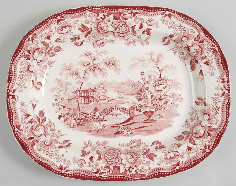 Tonquin Red Pink 15" Oval Serving Platter by Royal Staffordshire-1