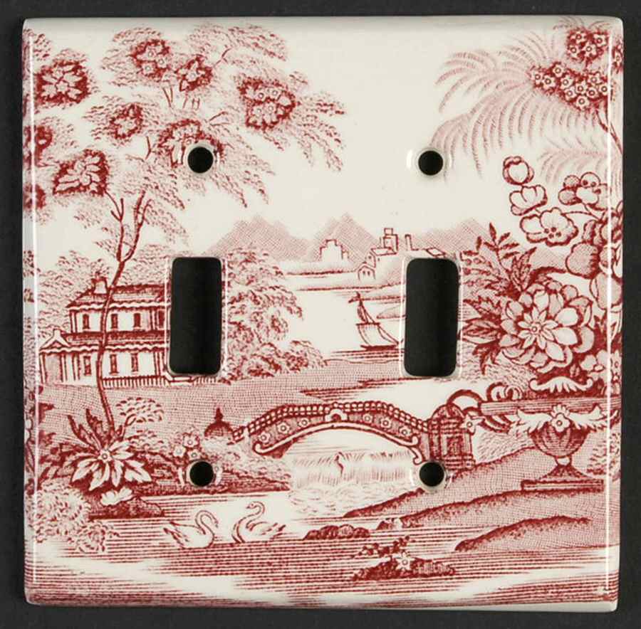 Tonquin Red Pink Double Light Switch Cover by Royal Staffordshire-1