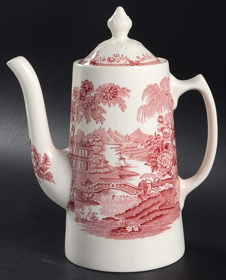 Tonquin Red Pink Coffee Pot & Lid by Royal Staffordshire-1