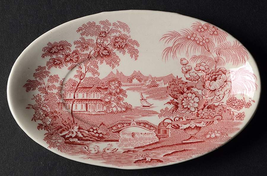 Tonquin Red Pink Individual Gravy Boat Underplate by Royal Staffordshire-1