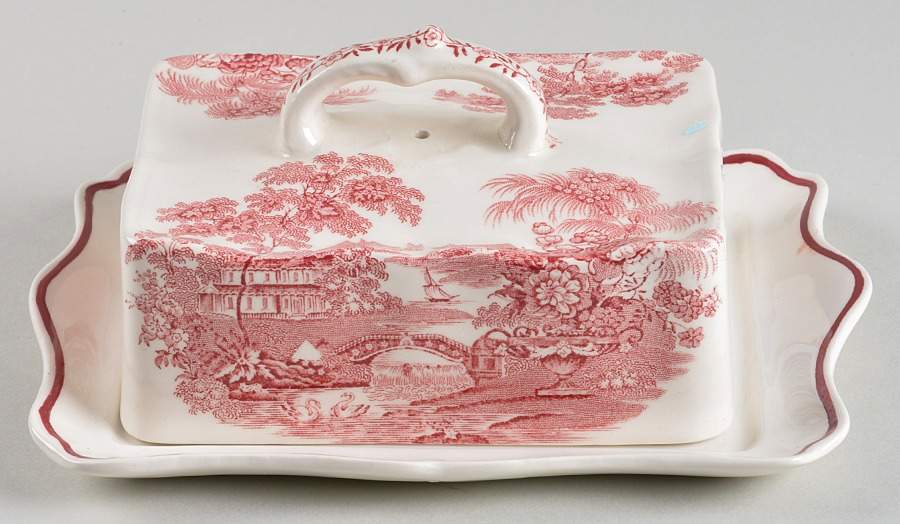 Tonquin Red Pink Rectangular Covered Butter by Royal Staffordshire-1