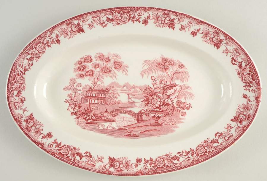 Tonquin Red Pink 12" Oval Serving Platter by Royal Staffordshire-1