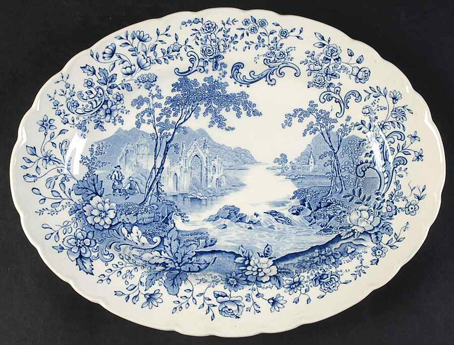 Waterfall blue 12" Oval Serving Platter by Royal Staffordshire-1