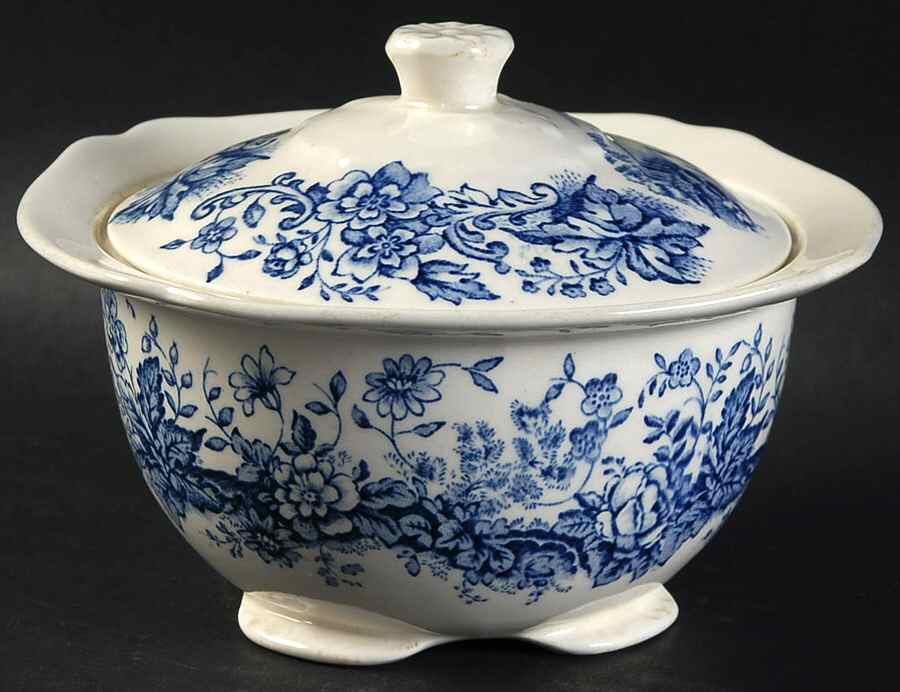 Waterfall blue Sugar Bowl & Lid by Royal Staffordshire-1