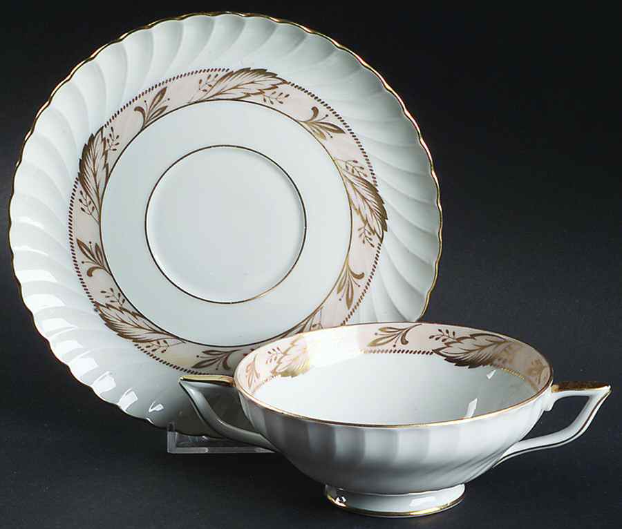 Coronet Footed Cream Soup Bowl & Saucer Set by Royal Tettau-1