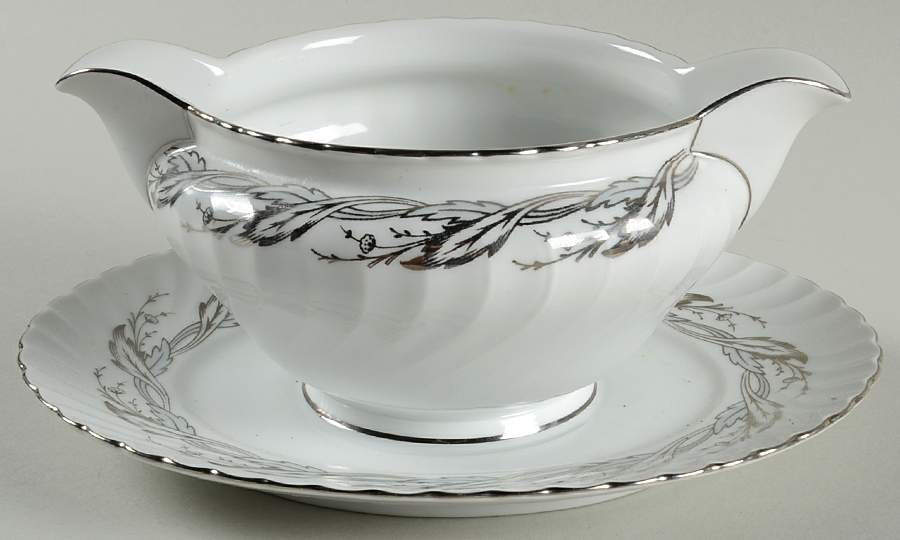 Regal Pearl Grey Gravy Boat with Attached Underplate by Royal Tettau-1