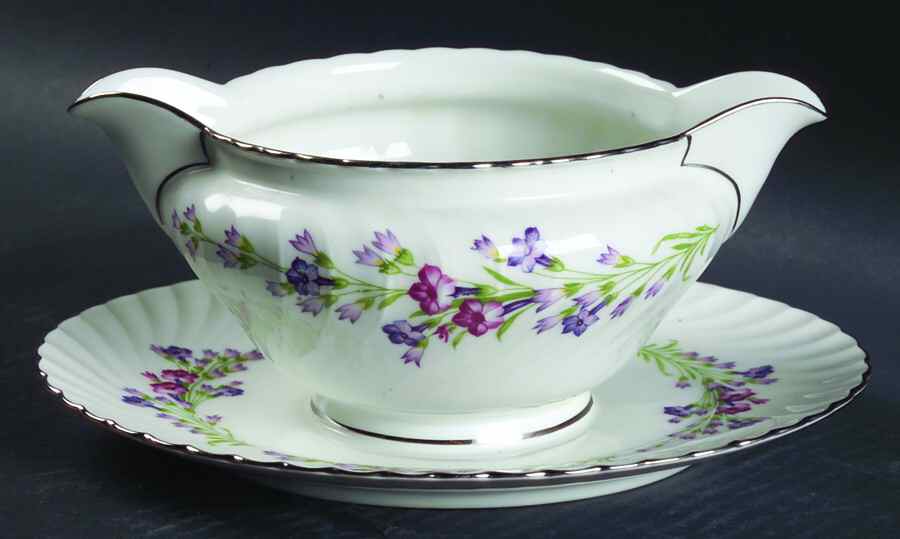 Spring Wreath Gravy Boat with Attached Underplate by Royal Tettau-1