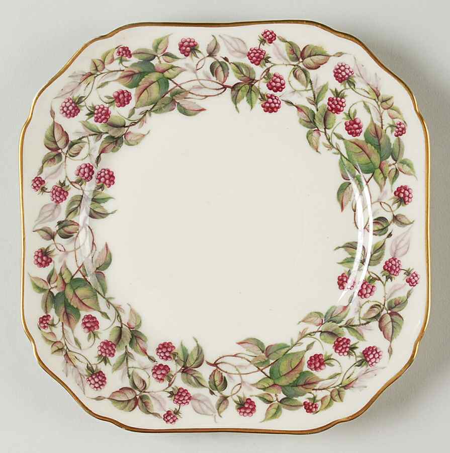 Red Raspberry Square Salad Plate by Royal York (Germany)-1