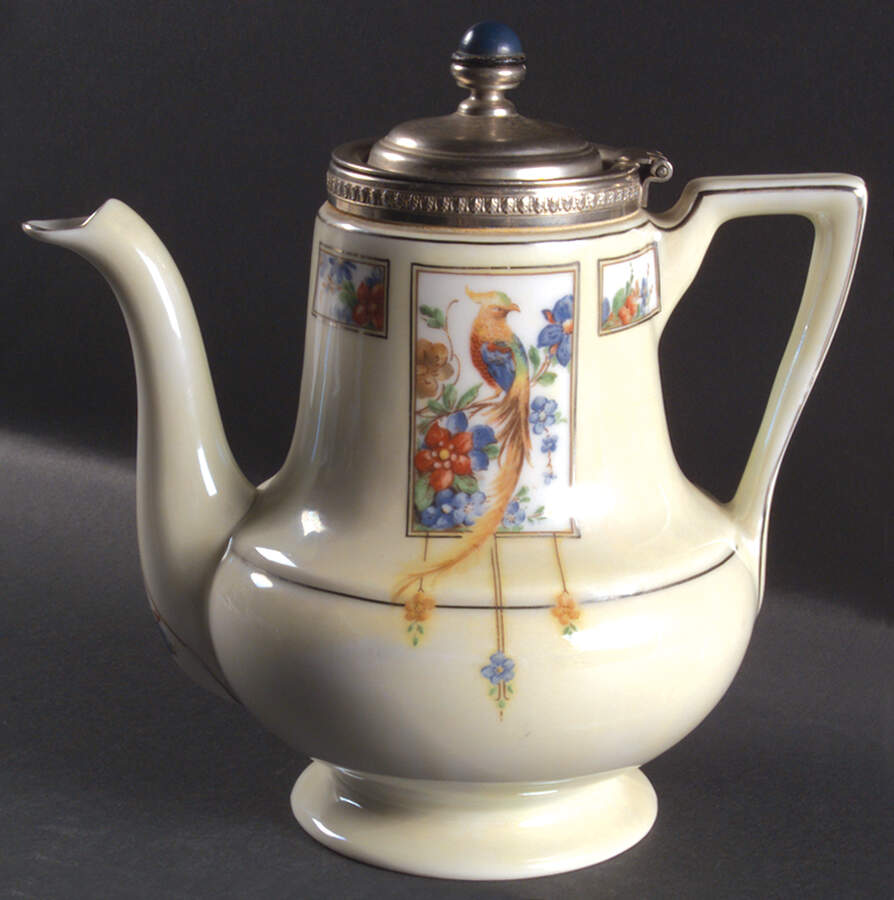 Golden Pheasant Teapot & Metal Lid with Tea Ball by Royal Rochester-1