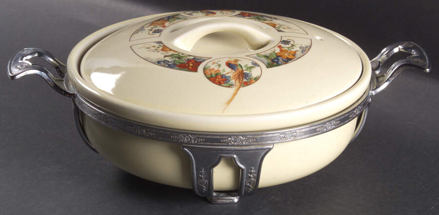 Golden Pheasant 1 Qt Round Covered Casserole with Metal Stand by Royal Rochester-1