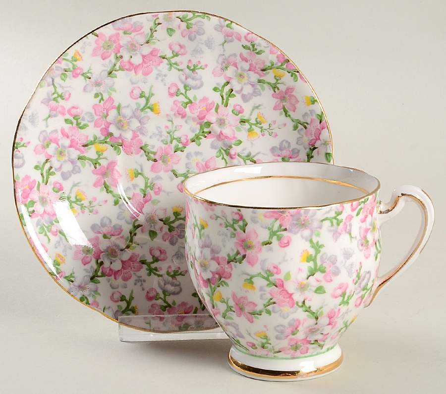 May Medley (Gold Trim) Footed Cup & Saucer Set by Royal Standard-1