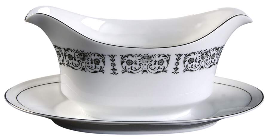 Trousseau Gravy Boat with Attached Underplate by Royal Song-1